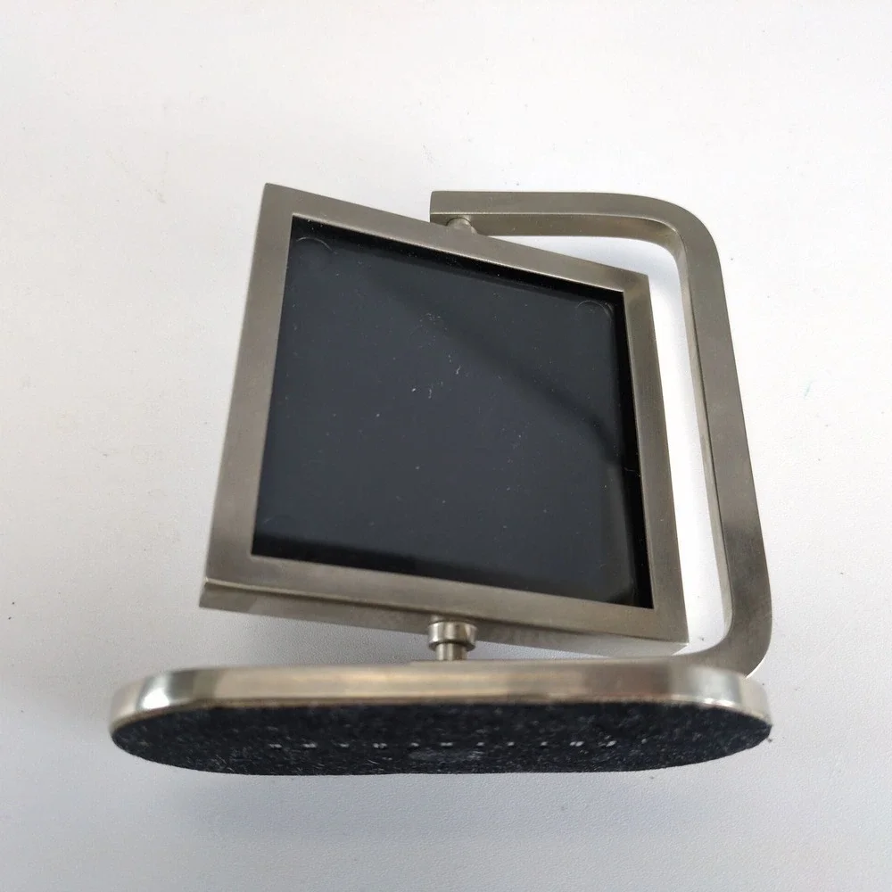 Pottery Barn Brushed Nickel Double Sided 3x3 Swing Picture Frame Heavyweight